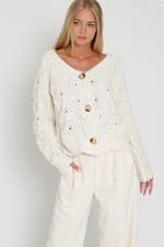 Ginny Button Up Chunky Knit Cardigan- Cream