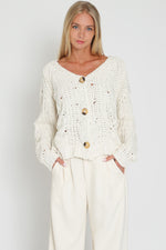 Ginny Button Up Chunky Knit Cardigan- Cream