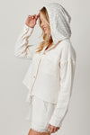 Zahara Double Cotton Gauze Hooded Jacket- Ivory