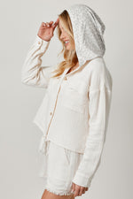 Zahara Double Cotton Gauze Hooded Jacket- Ivory