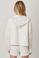 Zahara Double Cotton Gauze Hooded Jacket- Ivory