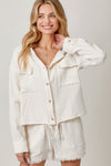 Zahara Double Cotton Gauze Hooded Jacket- Ivory