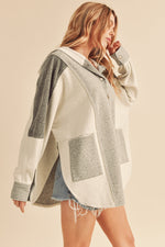 Cozy Coast Snap Button Pulover Hoodie- Dove