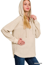 Kaylee Cotton Gauze Hoodie- Stone