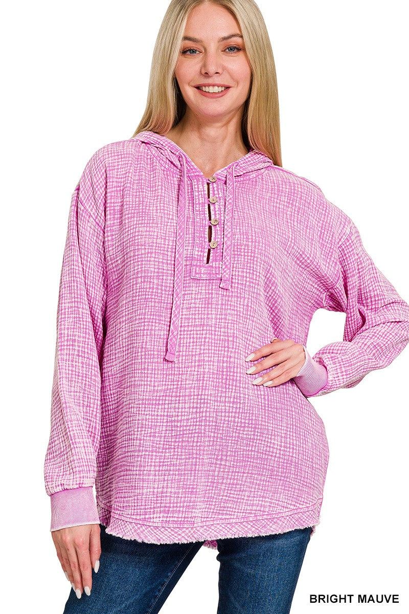 Kaylee Cotton Gauze Hoodie- Orchid