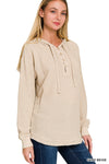 Kaylee Cotton Gauze Hoodie- Stone