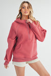 Coastal Cutie Half Zip Hoodie- Berry