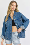 Risen Denim Jacket Button Front- Medium Wash