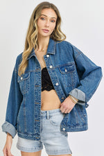 Risen Denim Jacket Button Front- Medium Wash