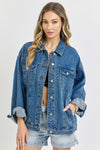 Risen Denim Jacket Button Front- Medium Wash