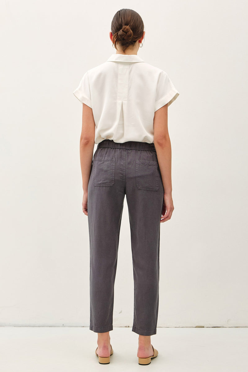 Coastline Slim Leg Tensel Pants- Charcoal