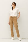 Coastline Slim Leg Tensel Pants- Brown