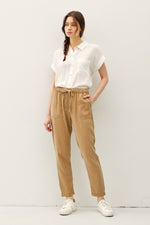 Coastline Slim Leg Tensel Pants- Brown