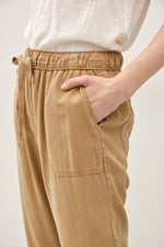 Coastline Slim Leg Tensel Pants- Brown