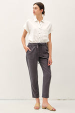 Coastline Slim Leg Tensel Pants- Charcoal