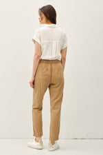 Coastline Slim Leg Tensel Pants- Brown