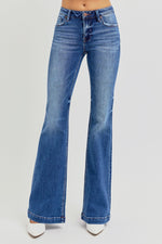 Risen Jeans Flare Jeans- Dark Wash Copper Hardware