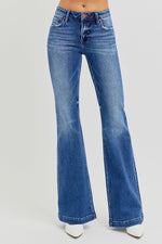 Risen Jeans Flare Jeans- Dark Wash Copper Hardware