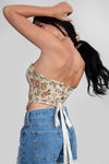 Dixie Chicks Tie Up Corset Top With Boning - Multi