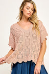 Rosewood Ribbons Side Tie Boxy Knit Top - Blush