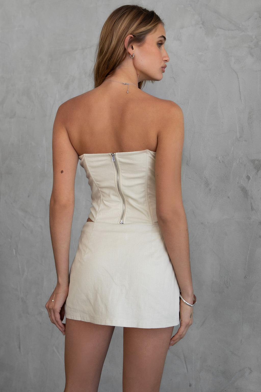 Sassy Lil Thang Zip Up Corset Top With Boning - Natural