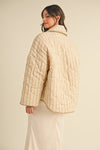Sandstone Floral Print Quilted Jacket - Tan/Cream