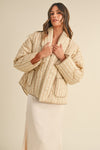 Sandstone Floral Print Quilted Jacket - Tan/Cream