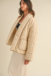 Sandstone Floral Print Quilted Jacket - Tan/Cream