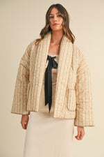 Sandstone Floral Print Quilted Jacket - Tan/Cream