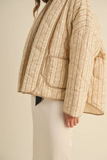 Sandstone Floral Print Quilted Jacket - Tan/Cream