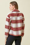 Winter Wish Short Winter Plaid Jacket - Wine/Multi