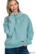 Haleigh Quarter Zip Pullover- Teal