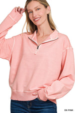 Be With You Everywhere Quarter Zip Pullover- Bubble Gum