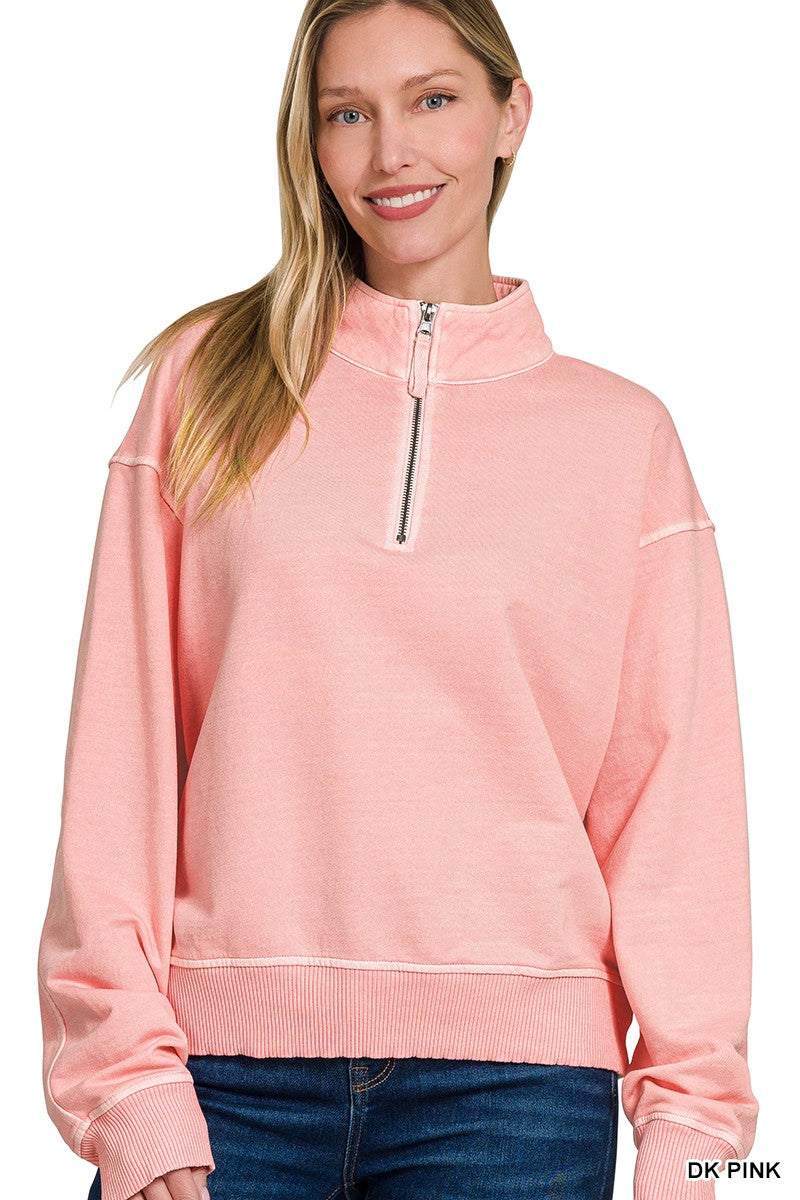 Be With You Everywhere Quarter Zip Pullover- Bubble Gum