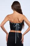 Lupine Dreams Strapless Ribbon Detail Knit Crop Top - Black