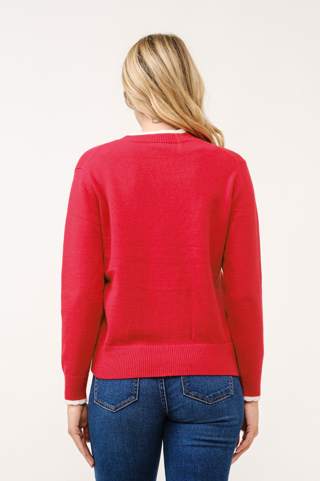 Perfectly Preppy Button Detail Cardigan- Apple/Ivory