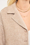 Enchanted Herringbone Pattern Coat - Beige/Cream