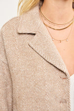 Enchanted Herringbone Pattern Coat - Beige/Cream