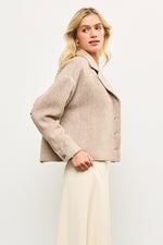 Enchanted Herringbone Pattern Coat - Beige/Cream