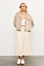 Enchanted Herringbone Pattern Coat - Beige/Cream
