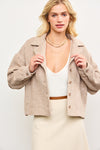 Enchanted Herringbone Pattern Coat - Beige/Cream
