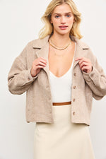 Enchanted Herringbone Pattern Coat - Beige/Cream