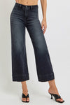Risen Straight Leg Cropped Jeans- Washed Black