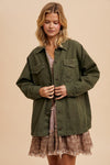 Alpine Drive Oversized Denim Shacket - Olive