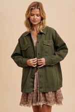Alpine Drive Oversized Denim Shacket - Olive