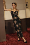 Midnight Bloom Slip Floral Dress - Black/Multi