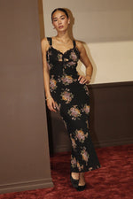 Midnight Bloom Slip Floral Dress - Black/Multi