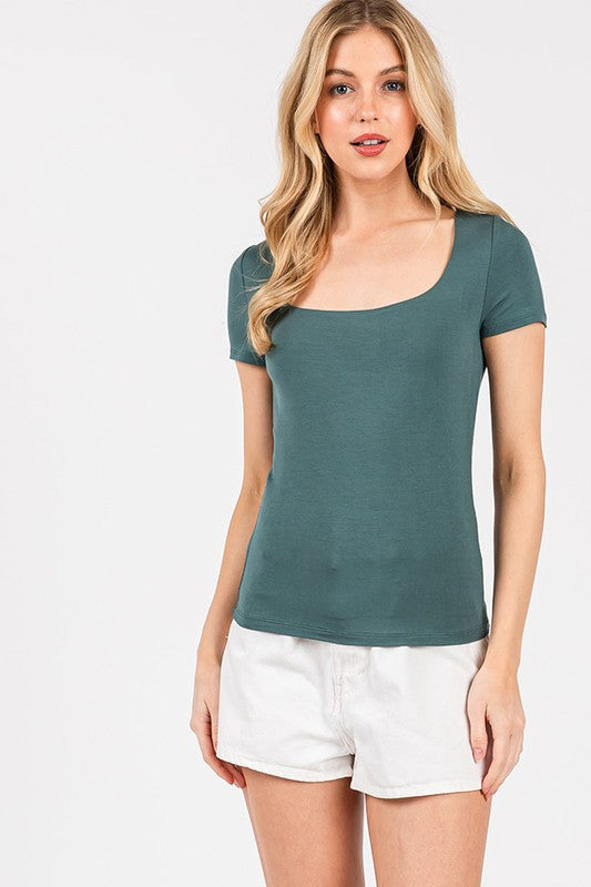 Easy Does It Double Layered Jersey Knit Shortsleeve - Teal