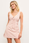 Sweet Spritz Gingham Print Sleeveless Shift Dress- Blush