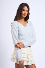Sugar Kiss Cropped Plush Sweater- Grey